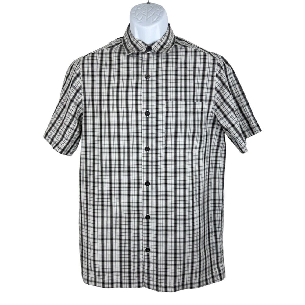 Urban Pipeline Button Down Shirt Men Small Black White Plaid Short Sleeve Casual